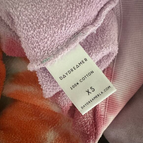 Daydreamer x Free People Tie Dye Varsity Crew Sweatshirt in Mint Combo - Picture 6 of 7